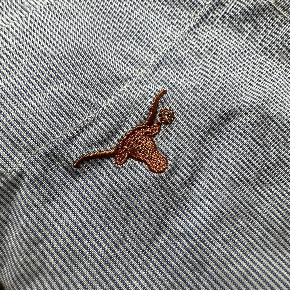 NCAA Texas Longhorns Blue Stripe Mens Size Large Button Down Long Sleeve